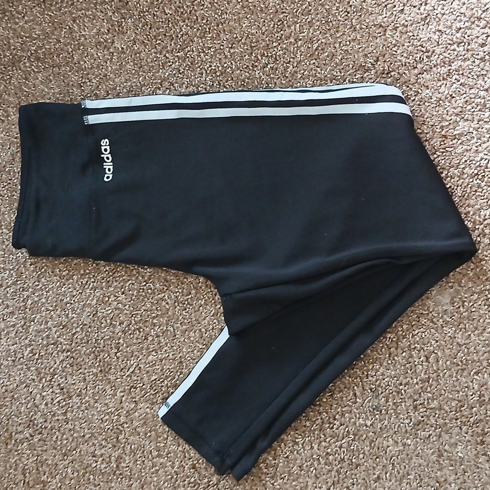 Adidas black and white athletic leggings size large - Picture 1 of 12